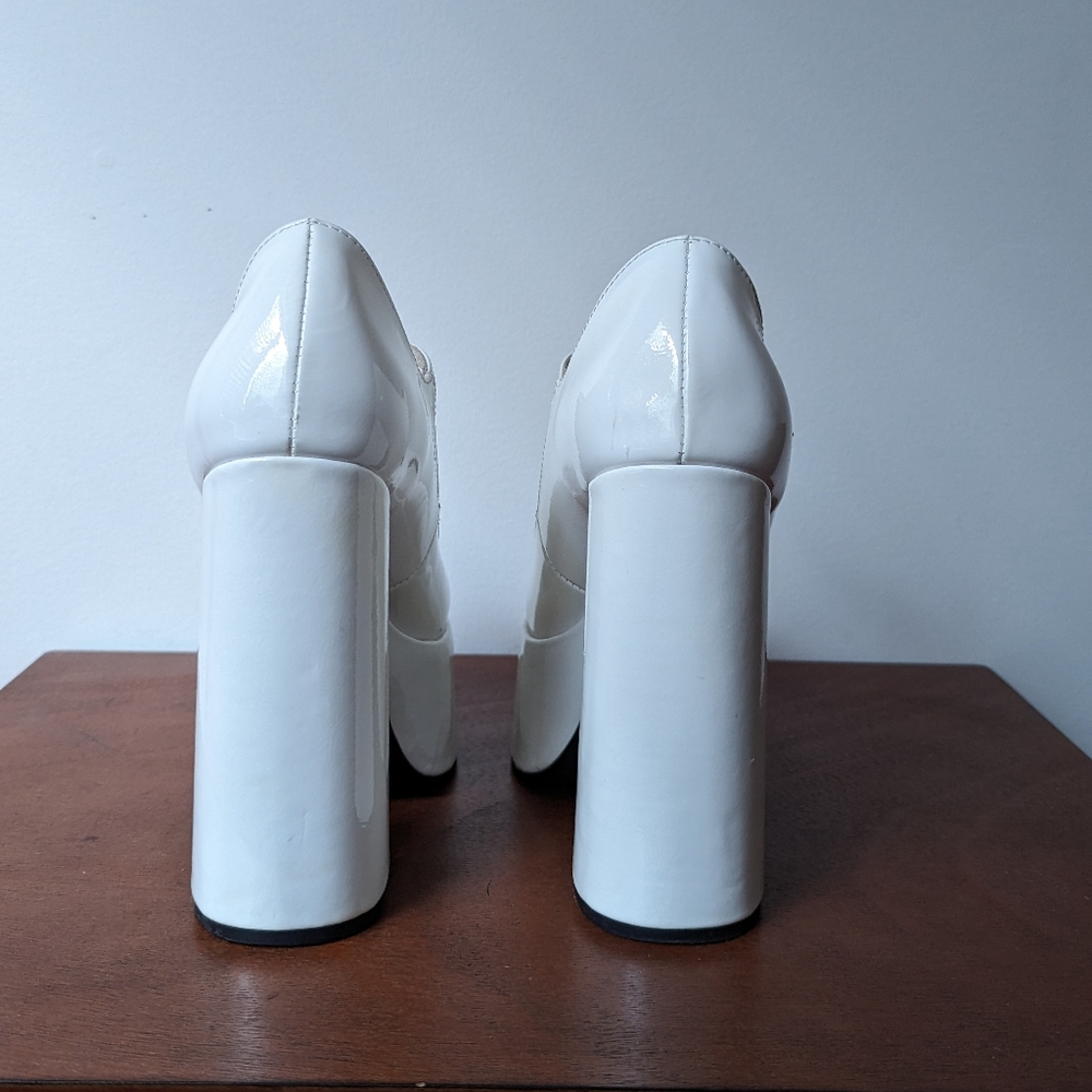 Jeffrey Campbell Mary Jane Platform Pump Ivory Crinkle Patent Leather - Picture 5 of 6